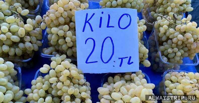 цены на популярном в Алании рынке в Оба